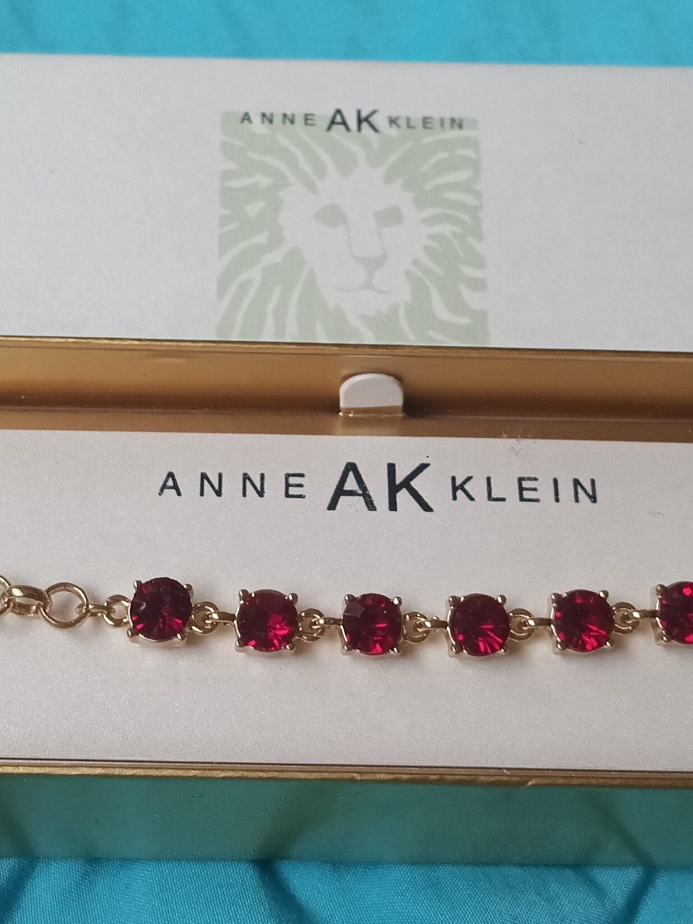 Anne Klein Gold-Tone Bracelet with Deep Pink Stones